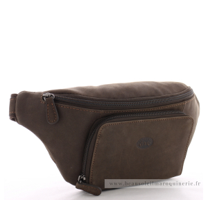 Sac banane homme cuir gras Francinel Bilbao 655040 Marron vue de profil