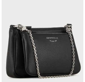 Mini sac double Emporio Armani avec bandoulière imprimé cerf Y3H317 88440 noir vue de profil