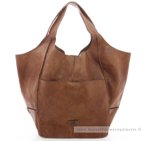 Grand sac cabas Biba Homer HOM1L CUERO couleur Cognac vue de face