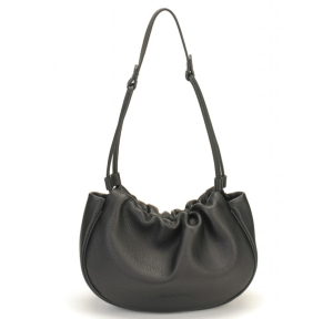 Sac Mocca porté épaule Julie en cuir M123-03-A couleur noir vue de face