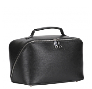 Trousse de toilette Arthur Aston en croûte de cuir Nelson 2312-08-A couleur noir vue de profil