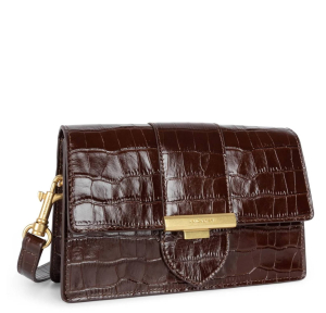 Petit sac trotteur Lancaster à rabat fermoir Exotic Ily 531-015-MAR couleur marron vue de profil