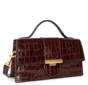 Sac baguette Lancaster rabat fermoir Exotic Ily 531-013-MAR couleur marron vue de profil