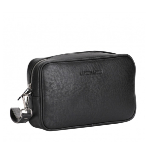 Pochette homme Arthur & Aston Nelson en cuir 2312-07 A Noir, vue de profil