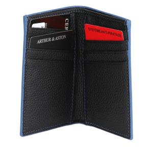 Porte-cartes Arthur & Aston Joy en cuir 2319-119 A Noir, ouvert