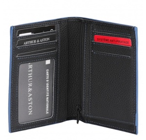 Porte-monnaie et cartes homme Arthur & Aston Joy en cuir 2319-966 A Noir, ouvert