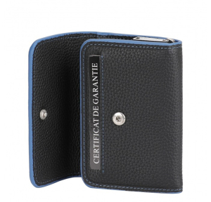 Porte-monnaie à rabat Joy en cuir 2319-165 A Noir, ouvert