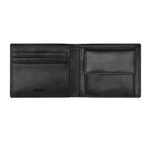 Portefeuille porte-monnaie Iconic Hugo Boss référence HLM421 couleur noir vue déplié