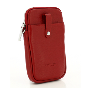 Pochette Fuchsia pour téléphone portable F9727-7CAR couleur rouge carmin, vue de côté