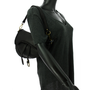 Sac banane Marlon Firenze porté bandoulière effet grainé BS2840 19-1 couleur noir, porté