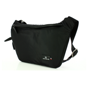 Sac Besace David William Homme zippé D61366NR couleur noir, vue de côté