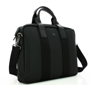 sac Porte-ordinateur David William double anse D61386NR couleur noir, vue de côté