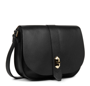 Sac besace Lancaster à rabat avec fermoir Top Double 470-61 NR/NU couleur Noir in Nude, vue de profil