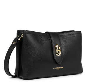 Sac trotteur zippé Lancaster Top Double 470-64 NR/NU couleur Noir in Nude, vue de profil