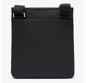Sacoche plate Lacoste Men's Classic effet petit piqué NH4424HC 000 couleur noir, vue de dos