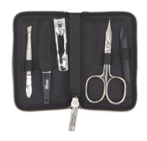 Étui manucure de voyage Davidts Siena taille moyenne 490020 NR couleur Noir, ouvert