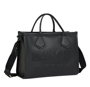 Cabas zippé M Jour de Lancel en cuir grainé A12996 10 Noir, vue de profil