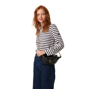 Mini sac porté croisé Lancel Origami cuir lisse A125261TU Noir porté