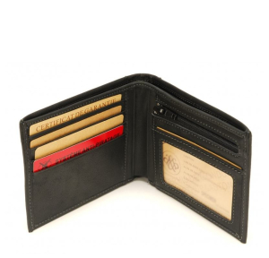 Portefeuille italien Arthur & Aston Johany en cuir 2028-573 A Noir, ouvert