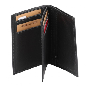Portefeuille Arthur & Aston Johany homme en cuir de vachette 2028-799 A Noir, ouvert