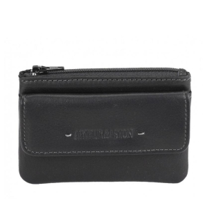 Porte monnaie zippé Arthur & Aston Johany en cuir doublure coton 2028-990 A Noir, vue de face