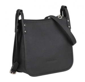 Sac bandouliere S Arthur & Aston Rosalia en cuir A163-03 A Noir, vue de profil