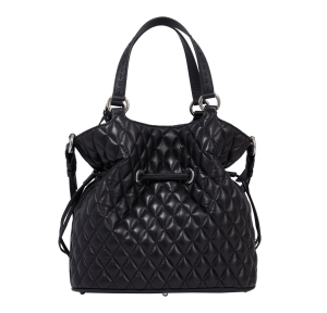 Sac seau Lancel M effet grainé et lisse A12959 10 couleur Noir; vue de dos