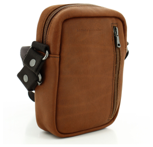 Pochette porté travers Les Ateliers Fourès en cuir de vachette 9107 FAU couleur Fauve, vue de profil