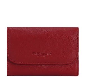 Portefeuille à rabat Fuchsia en cuir F9727-5 Carmin