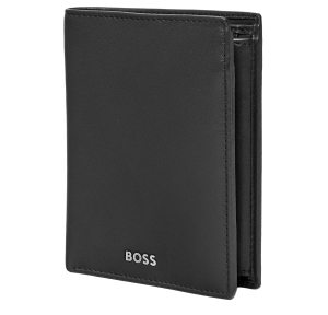 Porte-monnaie vertical Hugo Boss Classic Smooth avec flap HLO403 A Noir, vue de profil