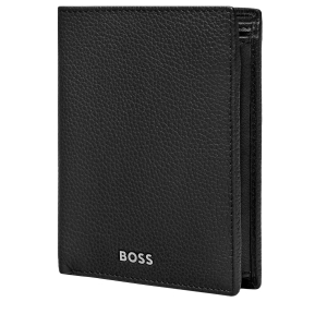 Portefeuille vertical homme Hugo Boss Classic Grained HLO416 A Noir, vue de profil