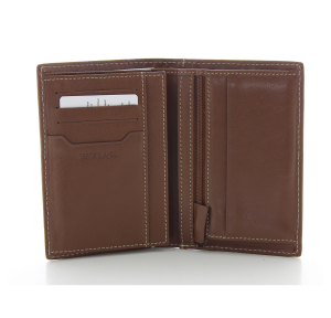 Portefeuille porte-cartes Serge Blanco Marfa en cuir MAR21019 149 couleur Cognac, ouvert
