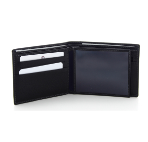 Porte-cartes porte monnaie Serge Blanco Marfa homme en cuir MAR21044 999 Noir, ouvert