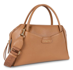 Sac cabas main M zippé Lancaster Dune en cuir 529-83 couleur Camel, vue de profil