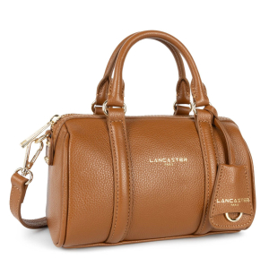 Sac polochon zippé S Lancaster Milano Ana en cuir 547-101 couleur Camel, vue de profil