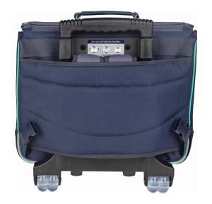 Cartable trolley 38 cm Tann's Anthony patchs 42152 couleur bleu, vue de dos