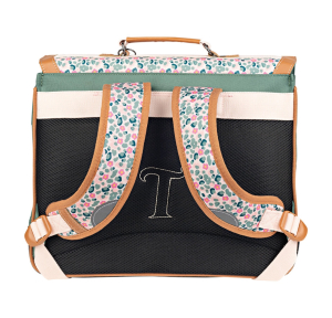 Cartable 38 cm Tann's Iris pompon fleur 38267 couleur vert vue de dos