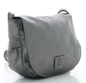 Sac bandoulière en cuir Biba Chester Smog CMO7L ATTRACITE couleur Gris, vue de profil