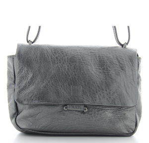 Sac bandoulière en cuir Biba Elisabeth ELI1L couleur ANTRACITE (Gris), vue de face sans bretelles