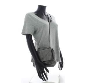 Sac bandoulière en cuir Biba Elisabeth ELI1L couleur ANTRACITE (Gris), porté mannequin