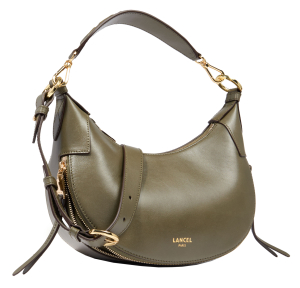 Sac double-porté Lancel hobo M en cuir Origami A13313 YY couleur kaki foncé, vue de profil