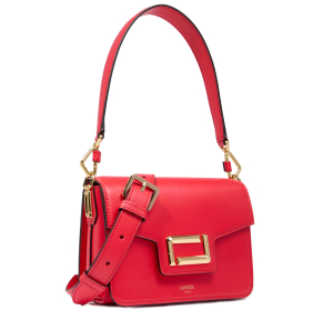 Sac rabat Lancel en cuir S Angèle A13147 JQ couleur rouge baiser vue de profil