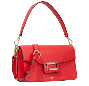 Sac Bandoulière Lancel en cuir Angèle A13149 JQ couleur rouge baiser, vue de profil