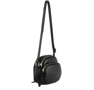 Sac porté travers Bénédicte Francinel en cuir 22811 NR couleur noir, vue de profil