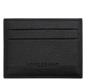 Porte-cartes longchamp effet grainé Le Roseau L3218HFP 001 couleur  noir, vue de dos