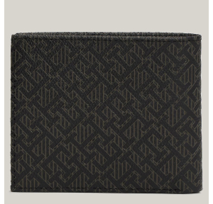Portefeuille + cartes Tommy Hilfiger en cuir TH Monogram AM12787 BDS, couleur noir, vue de dos