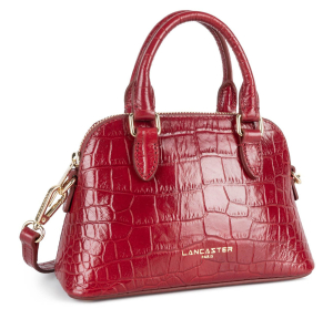 Sac porté épaule Lancaster demi lune S Exo 524-104- CARMI couleur carmin, vue de profil