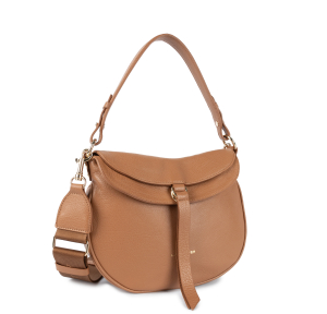 Sac besace à rabat aimanté Lancaster Dune Gaia 529-100-CAMEL, couleur camel, vue de profil