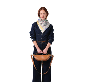 Sac porté croisé Lancel effet lisse bandoulière ajustable Origami A13293 ZI couleur camel multi, porté