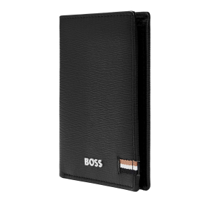 Porte-cartes double homme Hugo Boss Iconic cuir HLE421A Noir côté